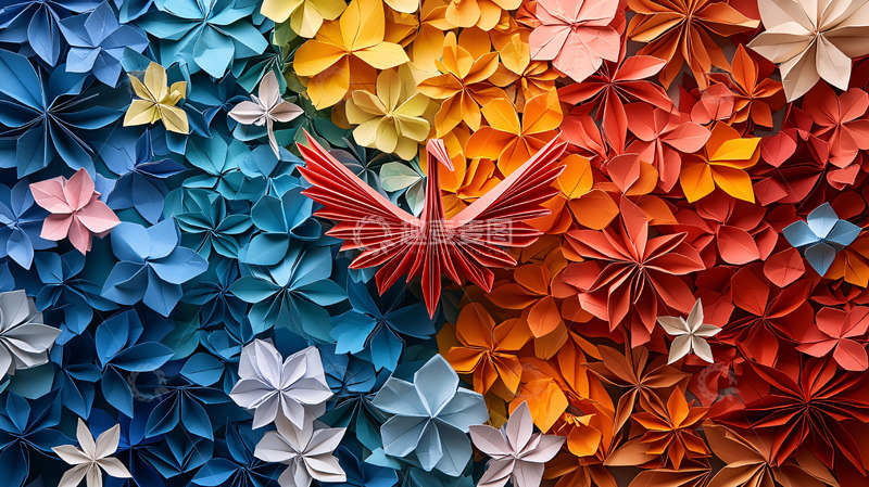 高清大图下载【趣麦麦图】彩色纸花背景