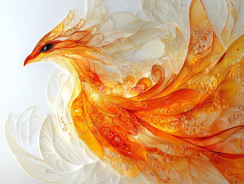 高清大图下载【趣麦麦图】金色火焰凤凰特写