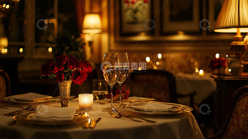 高清大图下载【趣麦麦图】浪漫烛光晚餐场景