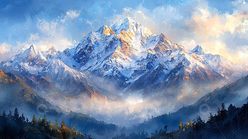 高清大图下载【趣麦麦图】雪山日出21