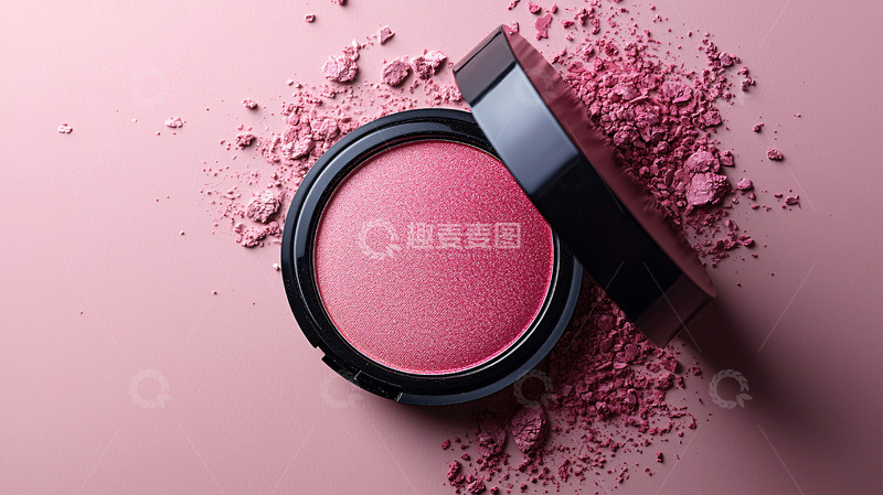 高清大图下载【趣麦麦图】粉色腮红与散粉特写