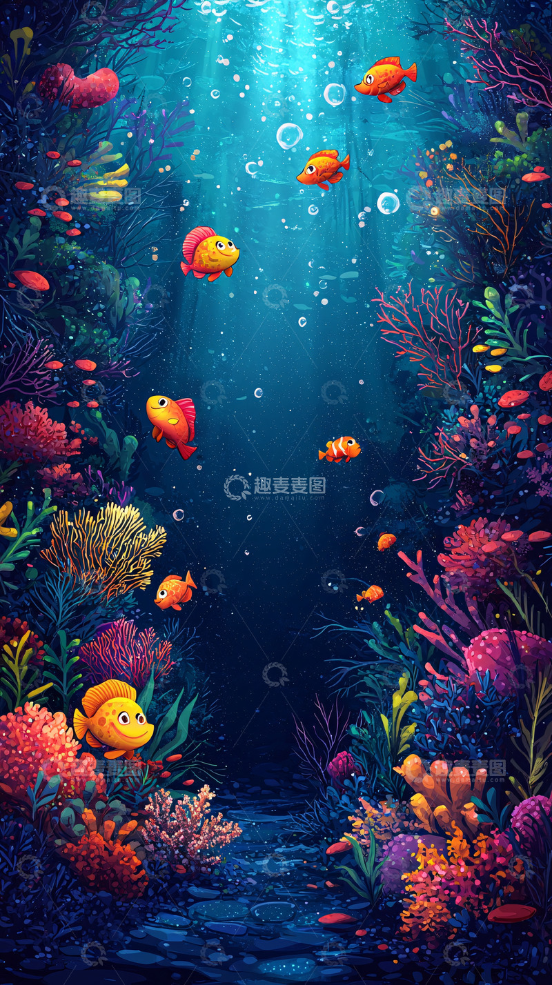 高清大图下载【趣麦麦图】海底世界梦幻珊瑚鱼