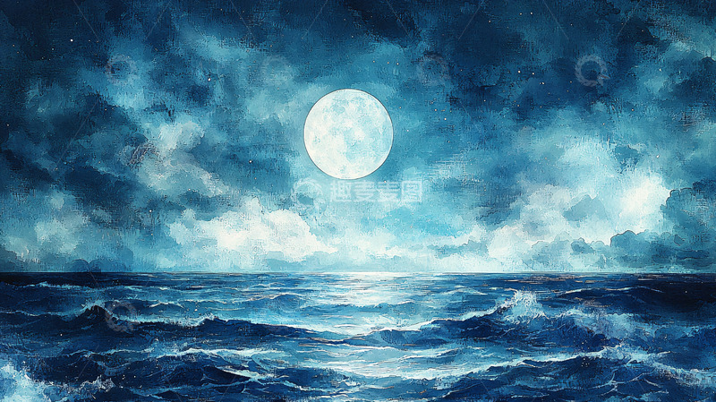 高清大图下载【趣麦麦图】月光大海
