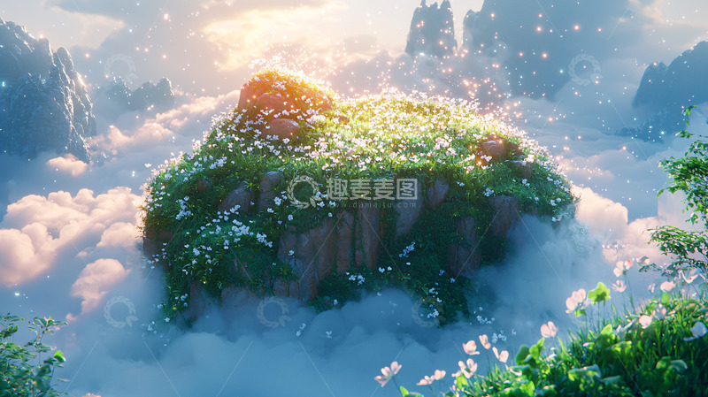 高清大图下载【趣麦麦图】云端上的绿洲