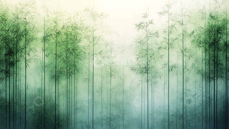 高清大图下载【趣麦麦图】朦胧竹林意境图