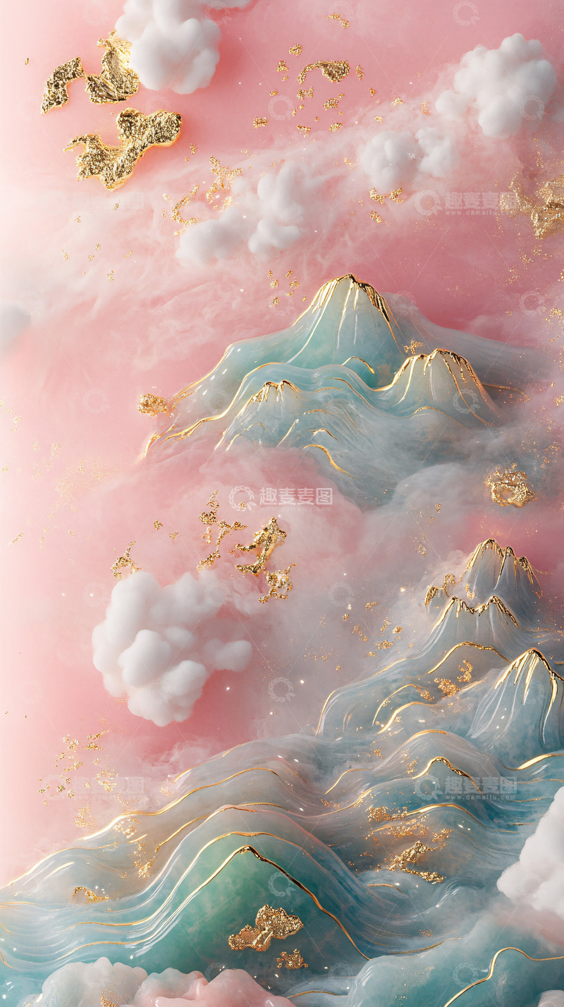 高清大图下载【趣麦麦图】粉色梦幻山峦