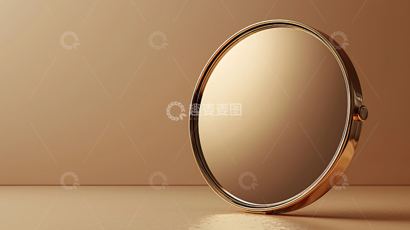 高清大图下载【趣麦麦图】金色圆形镜子