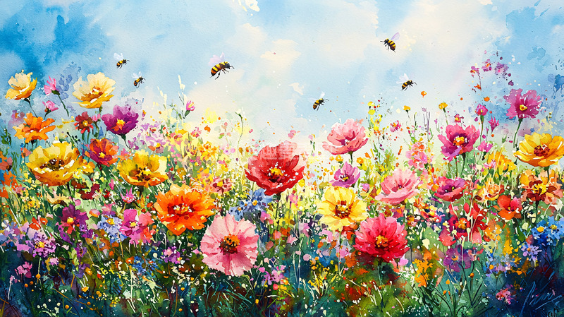 高清大图下载【趣麦麦图】水彩花田