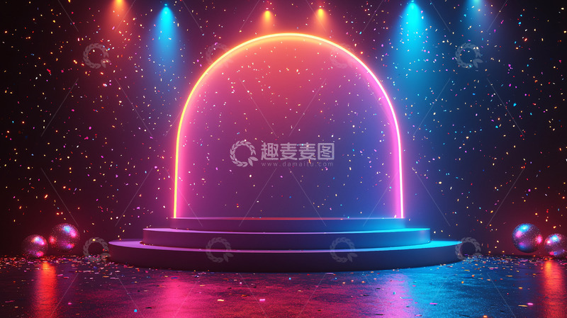 高清大图下载【趣麦麦图】霓虹灯舞台背景