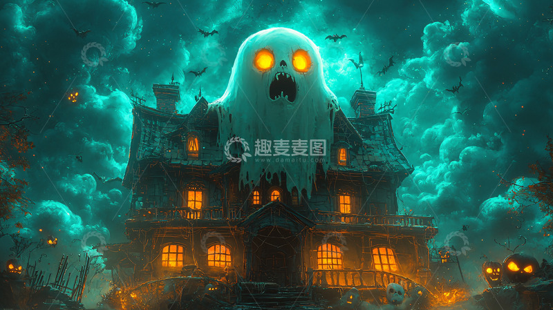 高清大图下载【趣麦麦图】幽灵鬼屋万圣节
