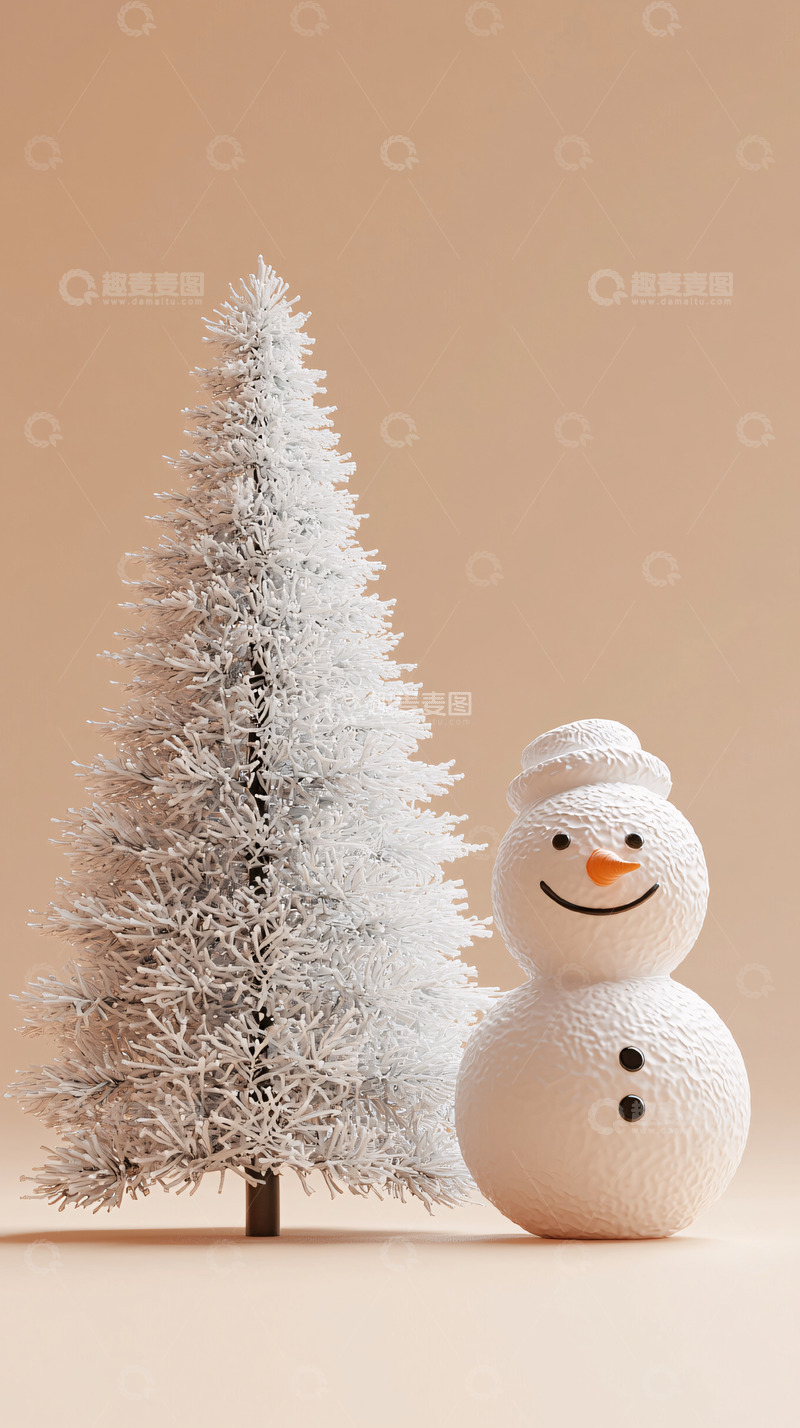 高清大图下载【趣麦麦图】简约圣诞雪人树
