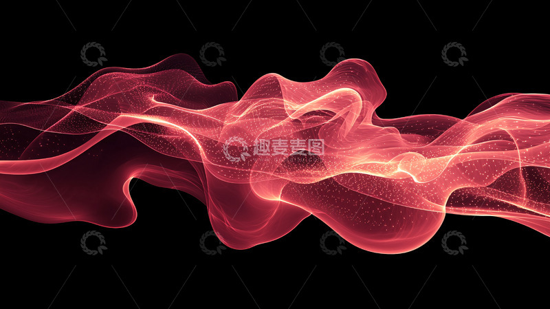 高清大图下载【趣麦麦图】红色烟雾线条在黑色背景上