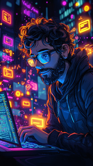 程序员夜间工作场景