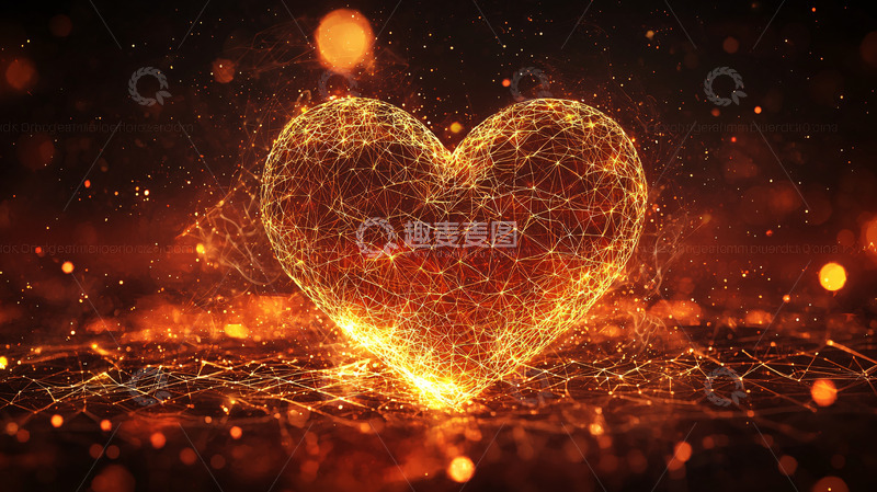 高清大图下载【趣麦麦图】火光闪耀的心形粒子