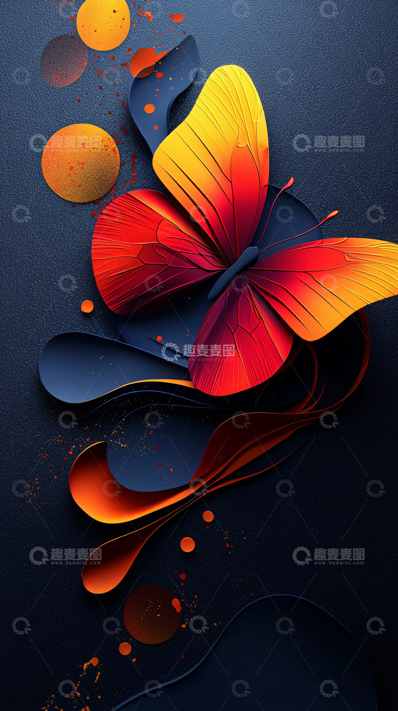 高清大图下载【趣麦麦图】抽象蝴蝶