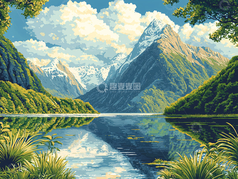 高清大图下载【趣麦麦图】高山湖泊倒影