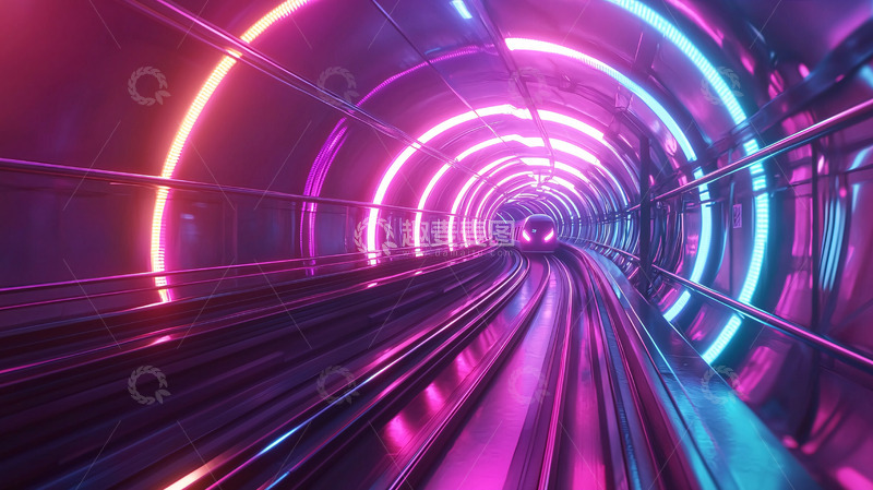 高清大图下载【趣麦麦图】霓虹灯隧道