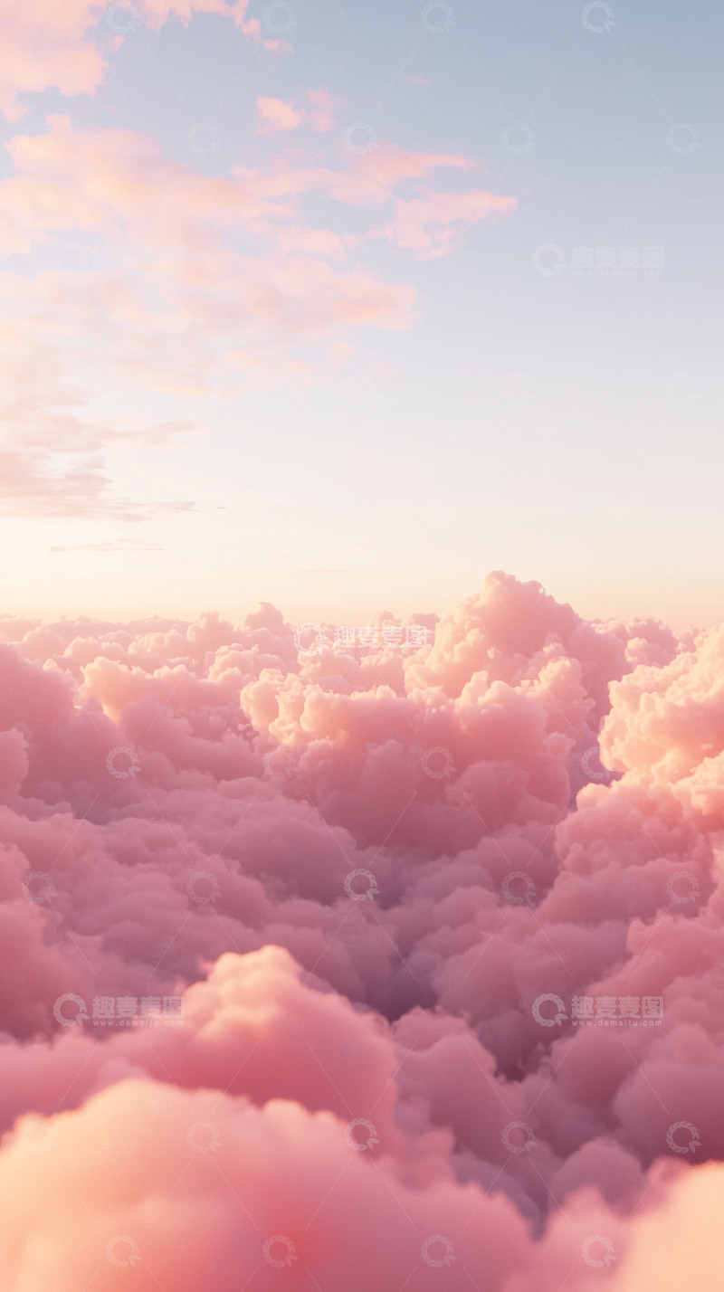 高清大图下载【趣麦麦图】粉色棉花糖天空