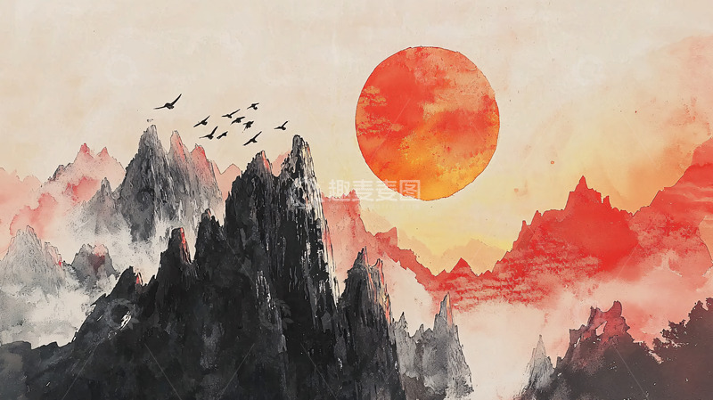 高清大图下载【趣麦麦图】水墨山水画110