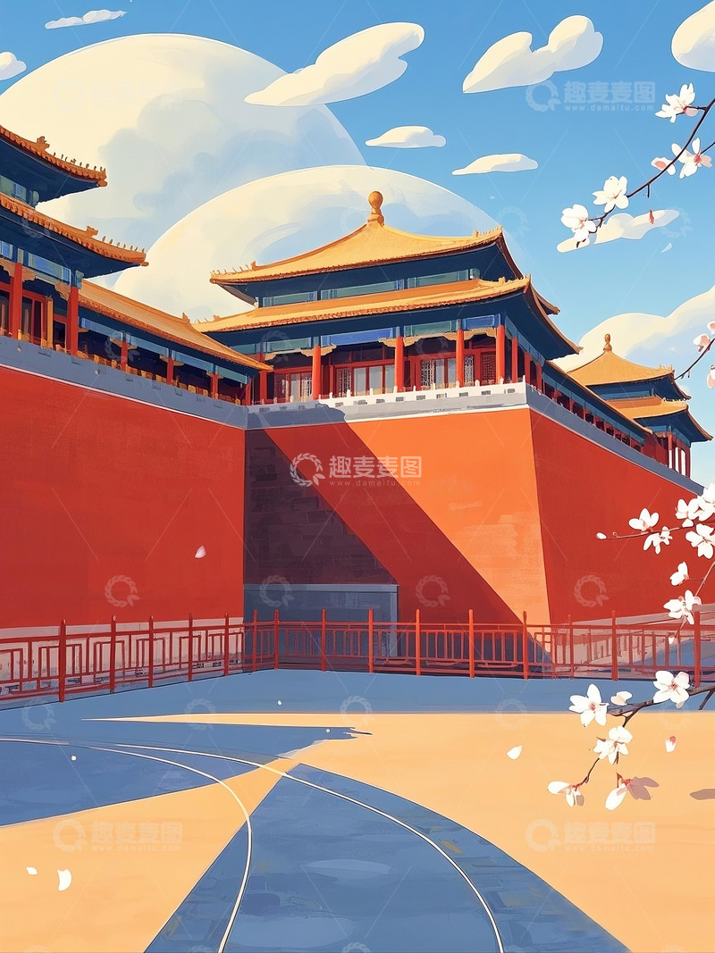 高清大图下载【趣麦麦图】北京故宫卡通插画1