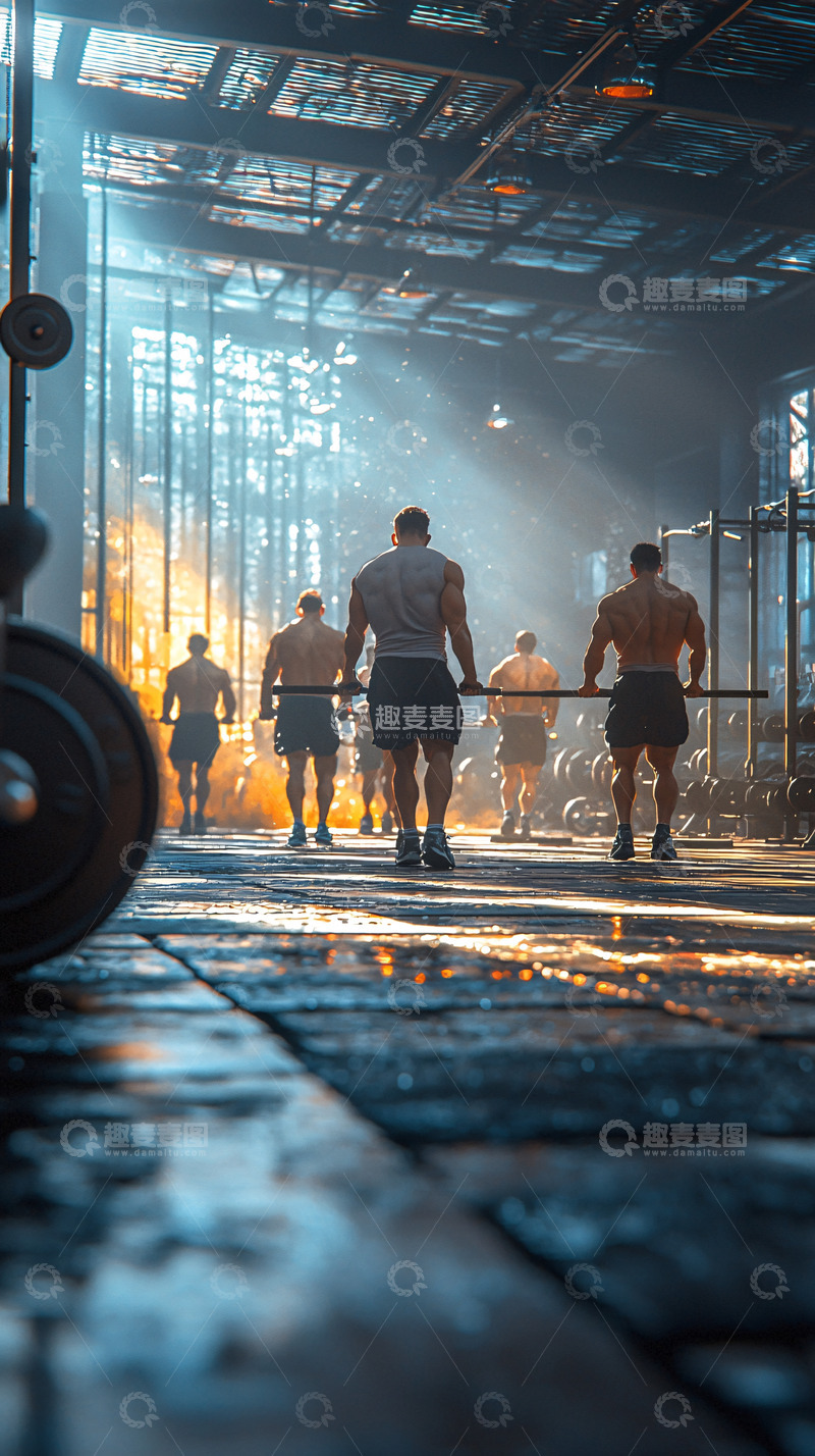 高清大图下载【趣麦麦图】阳光洒落废墟健身房