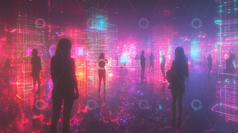 高清大图下载【趣麦麦图】霓虹灯下的都市剪影