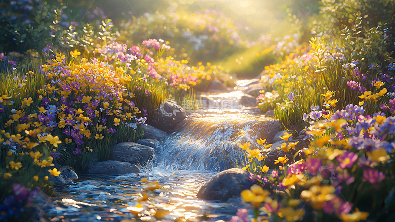 高清大图下载【趣麦麦图】阳光下的花溪