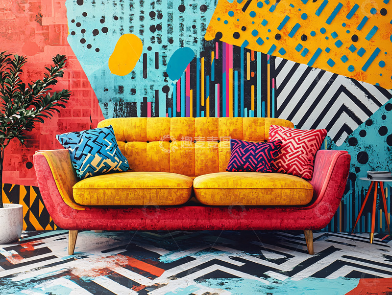 高清大图下载【趣麦麦图】多彩几何沙发