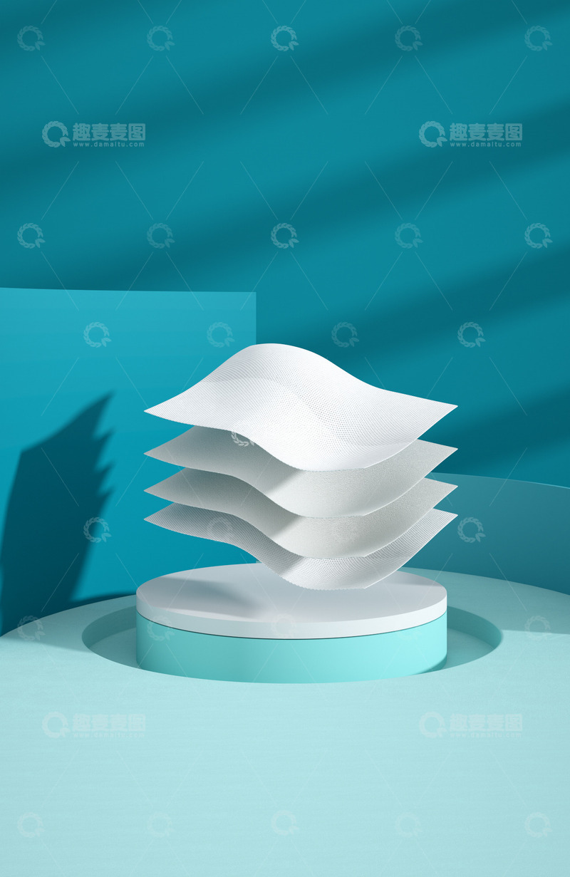 高清大图下载【趣麦麦图】口罩，4层，绿色背景