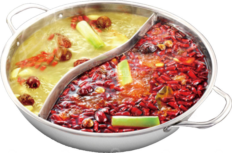 高清大图下载【趣麦麦图】清汤麻辣鸳鸯火锅