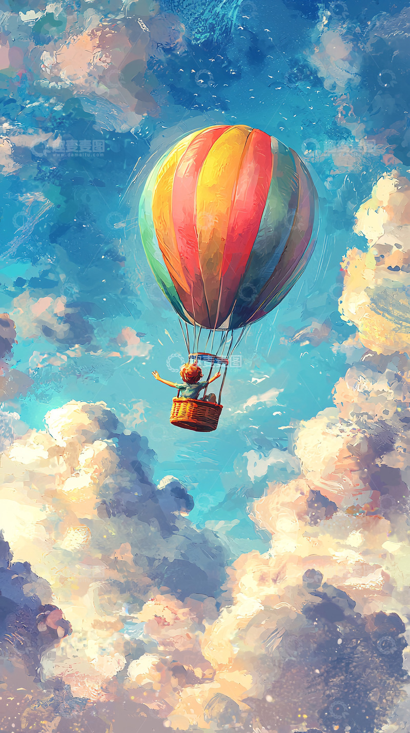 高清大图下载【趣麦麦图】彩色热气球卡通插画