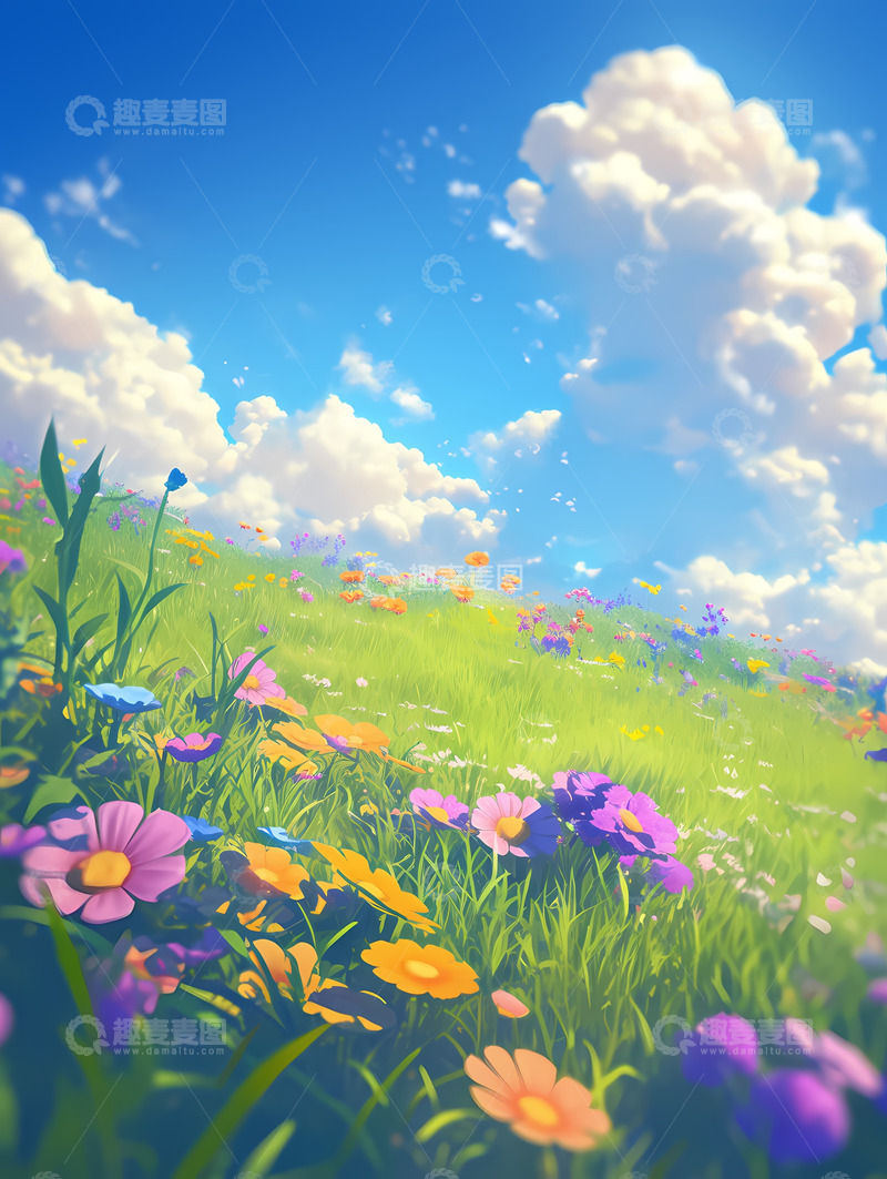 高清大图下载【趣麦麦图】春天皮克斯风格卡通图片