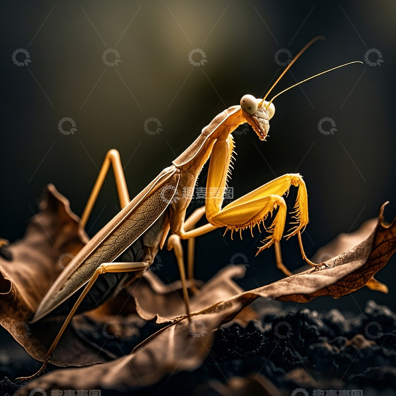 高清大图下载【趣麦麦图】枯叶螳螂拟态高清摄影图