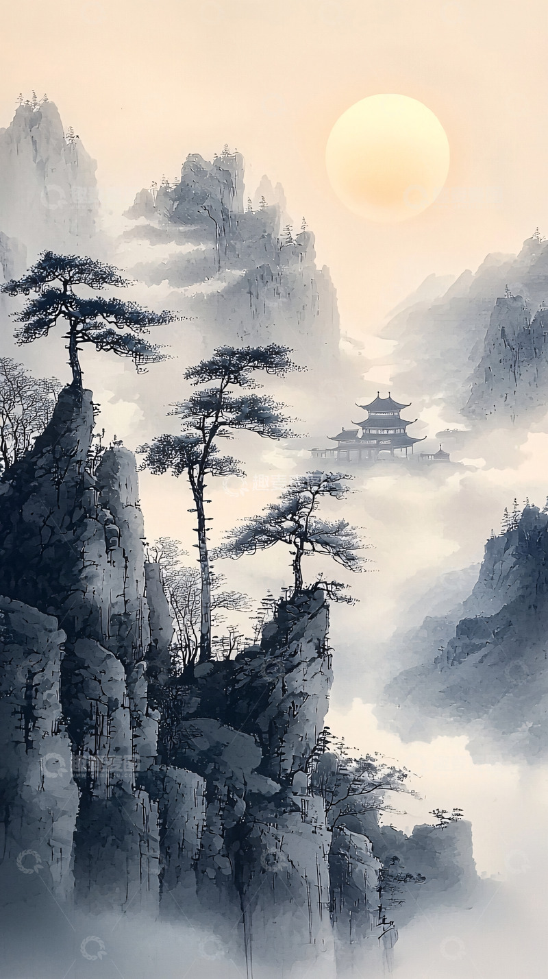 高清大图下载【趣麦麦图】水墨画山水