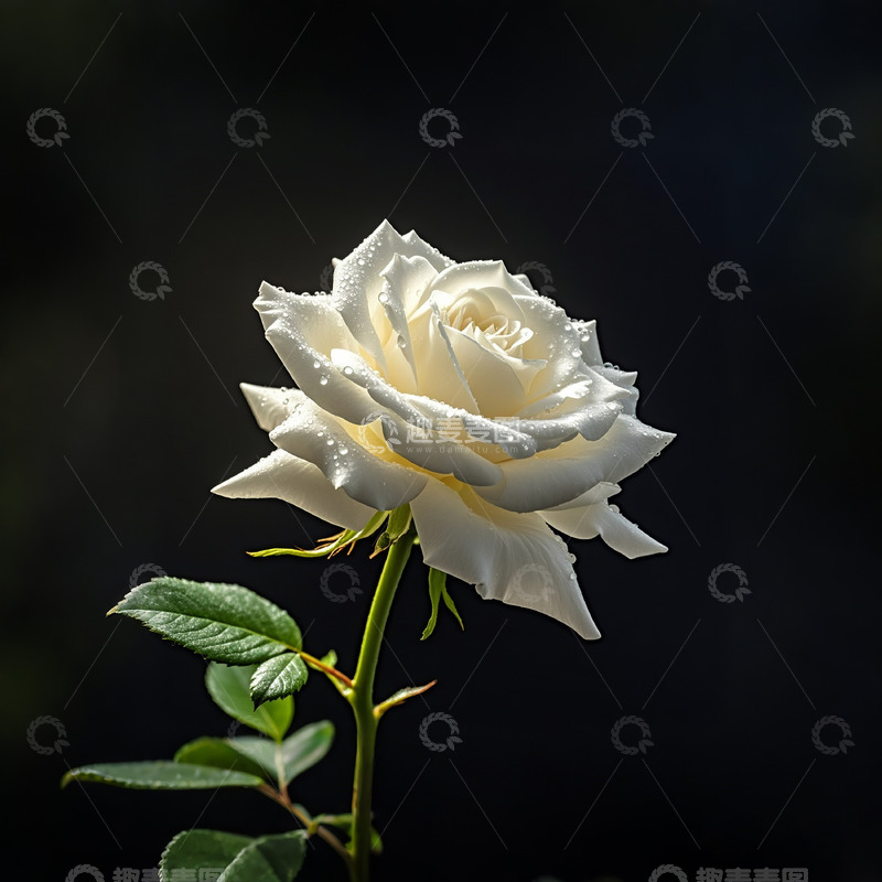 高清大图下载【趣麦麦图】春天白玫瑰黑底高清摄影图