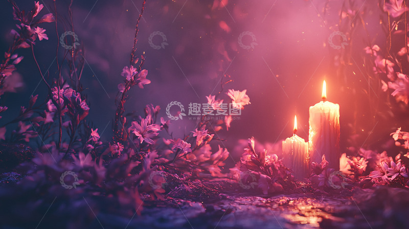 高清大图下载【趣麦麦图】梦幻森林烛光