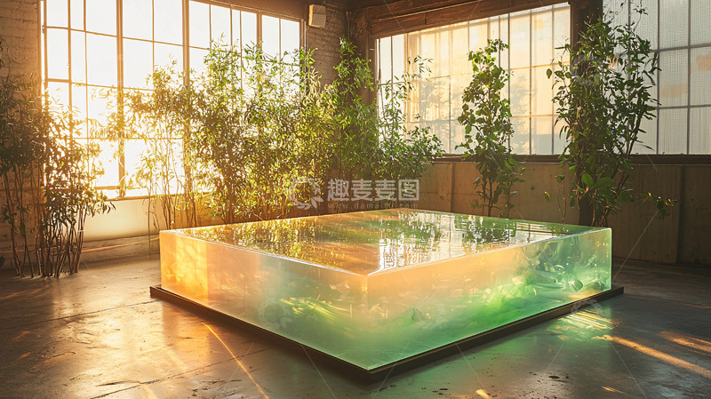 高清大图下载【趣麦麦图】阳光洒进的透明泳池