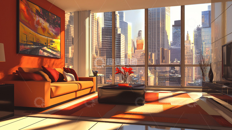 高清大图下载【趣麦麦图】现代都市公寓客厅