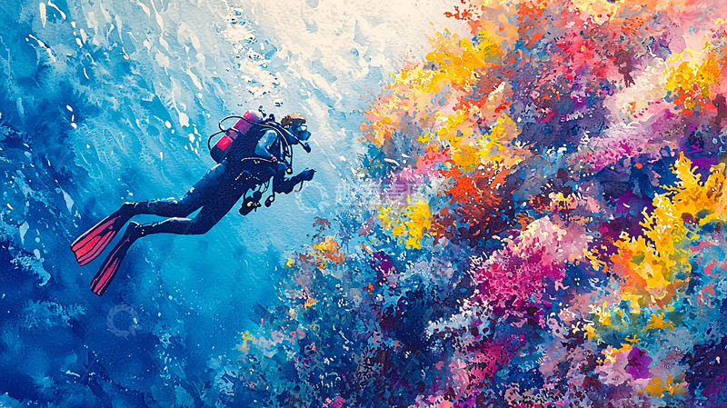高清大图下载【趣麦麦图】潜水员