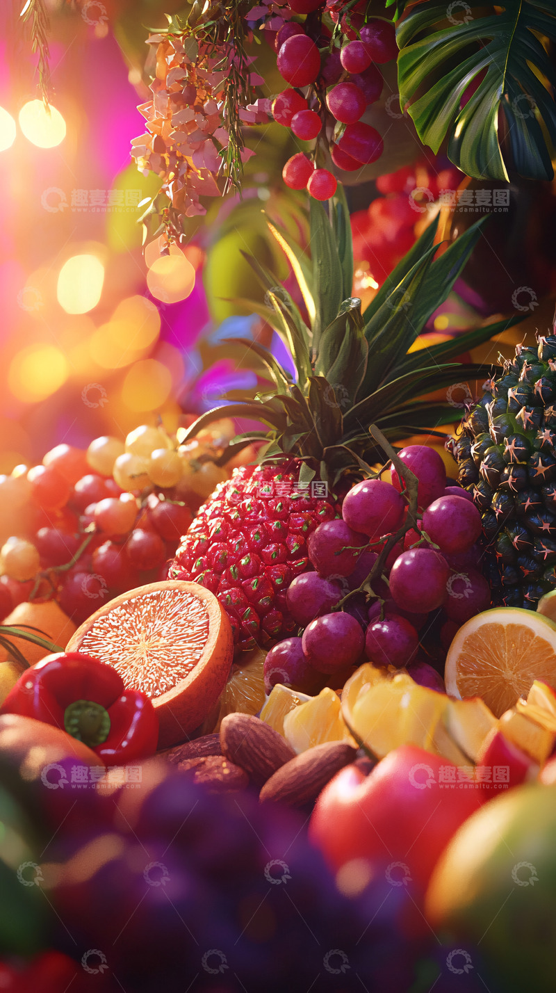 高清大图下载【趣麦麦图】热带水果丰收景象