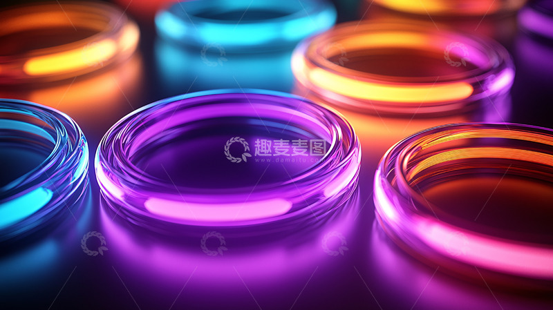 高清大图下载【趣麦麦图】彩色霓虹环形光圈