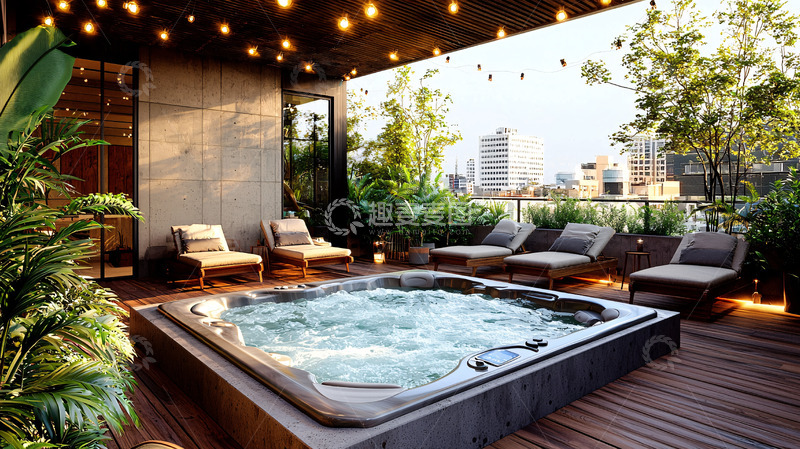高清大图下载【趣麦麦图】屋顶露台按摩浴缸