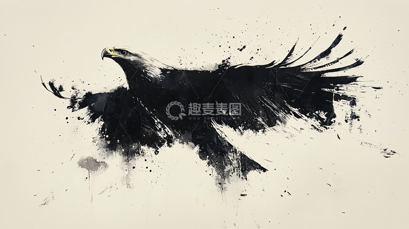 高清大图下载【趣麦麦图】水墨画雄鹰