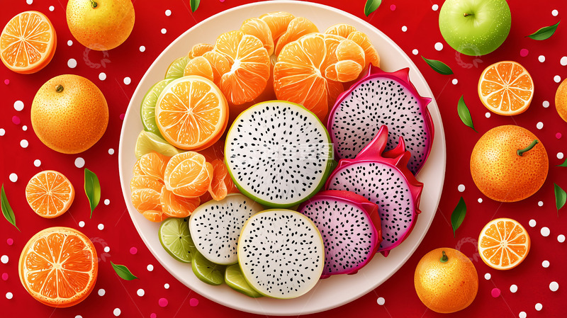 高清大图下载【趣麦麦图】红盘水果拼盘