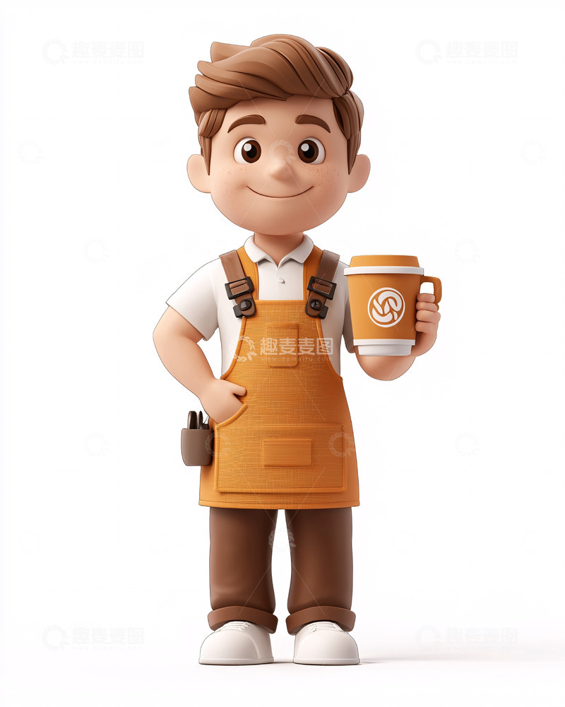 高清大图下载【趣麦麦图】卡通咖啡师