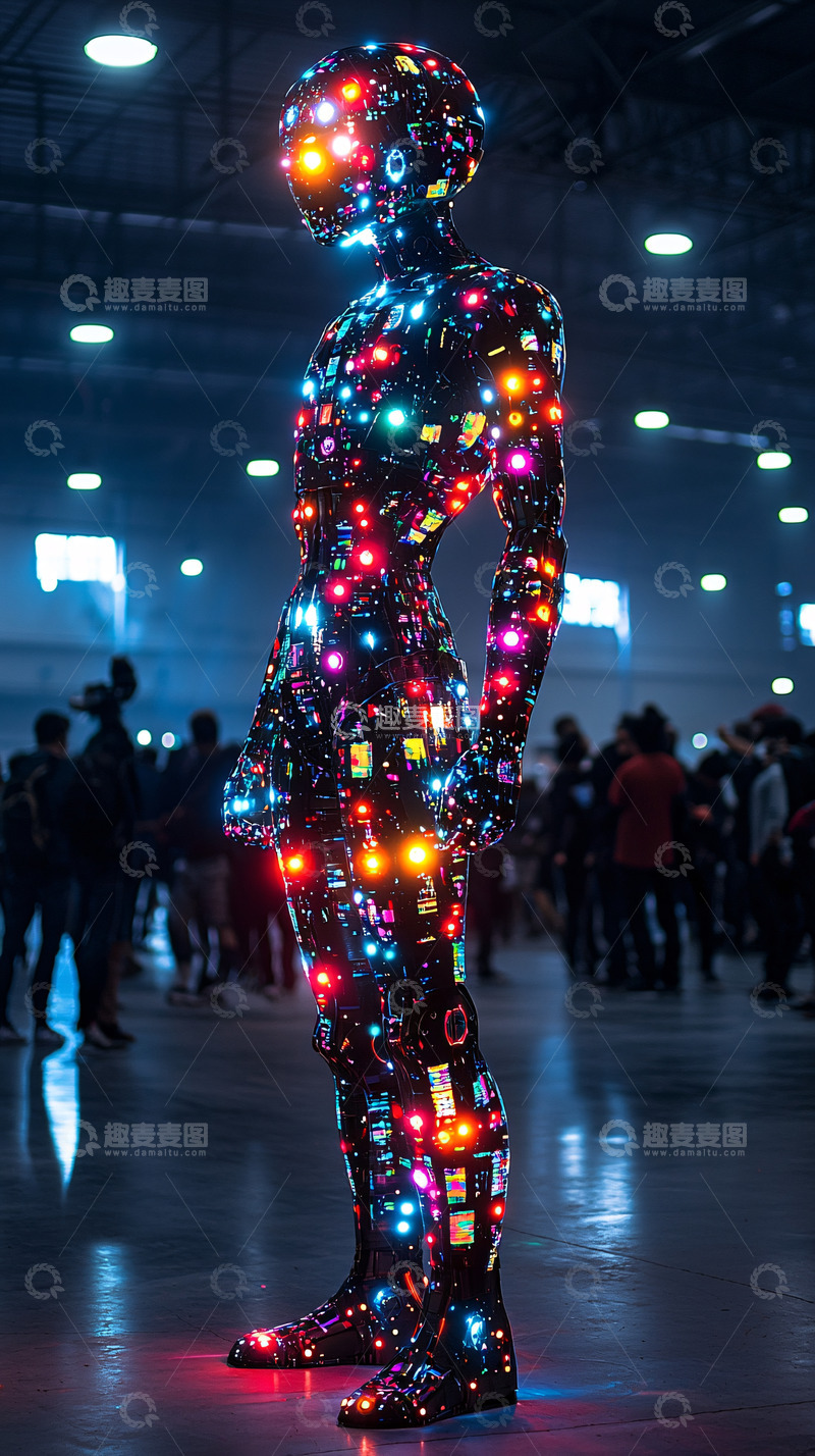 高清大图下载【趣麦麦图】发光机器人