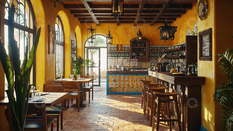高清大图下载【趣麦麦图】西班牙风格餐厅室内