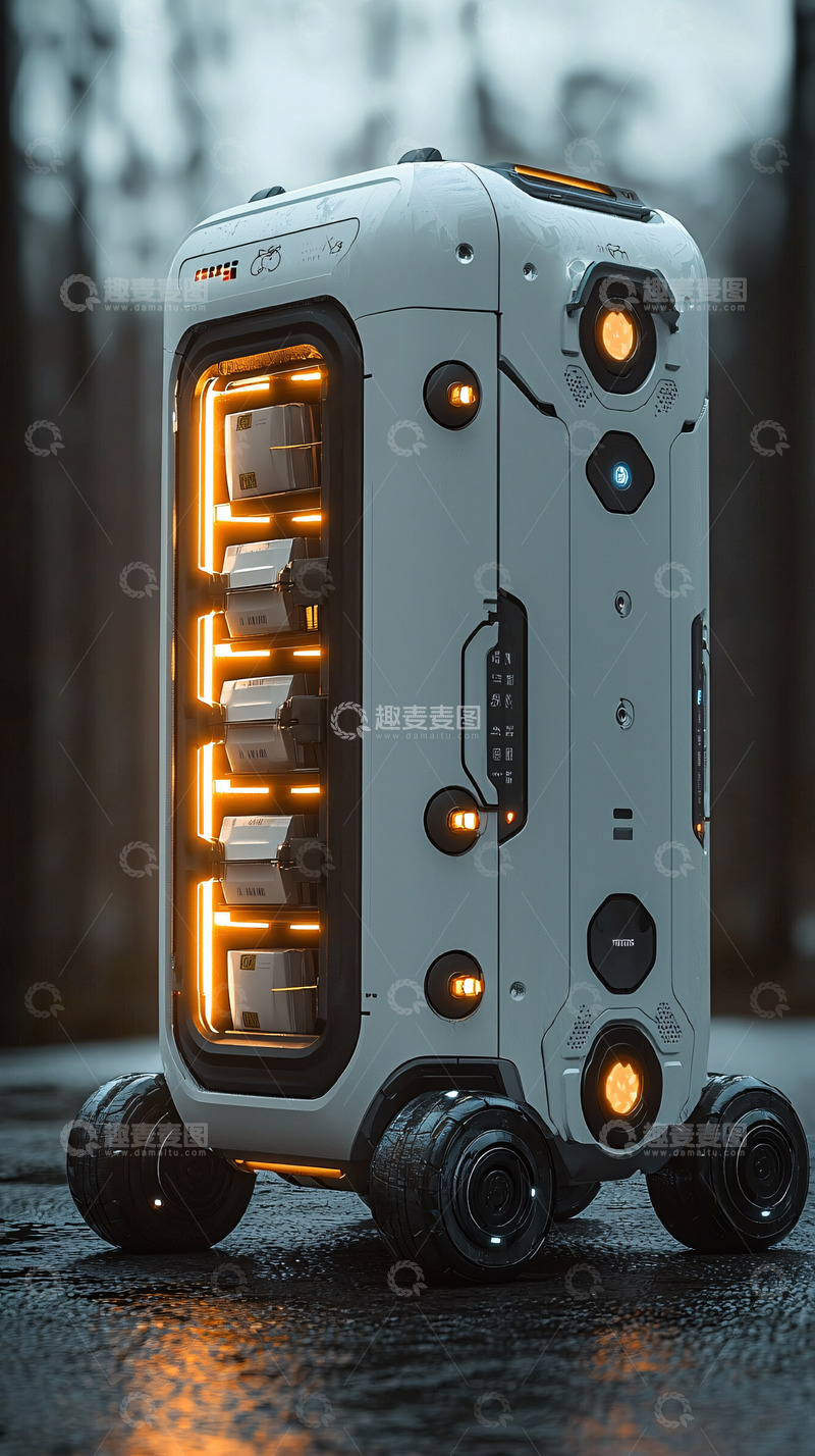 高清大图下载【趣麦麦图】科幻风格智能行李箱