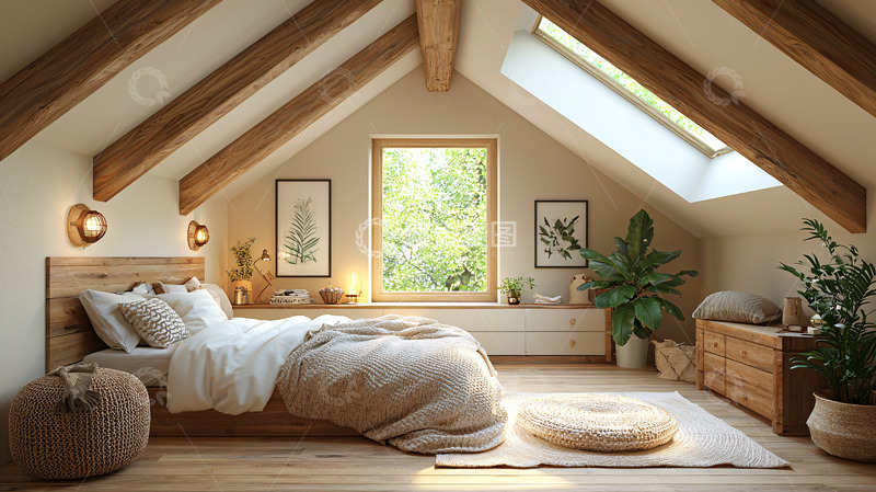 高清大图下载【趣麦麦图】温馨阁楼卧室
