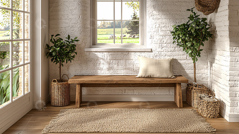 高清大图下载【趣麦麦图】清新简约的玄关长凳